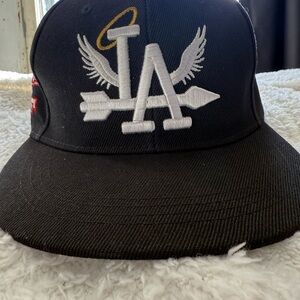 L.A. Idol Black Cap with Angelic Embroidery